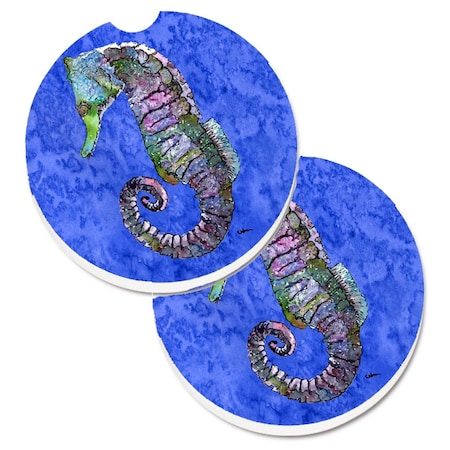 Carolines Treasures Seahorse Set of 2 Cup Holder Car Coaster 8639CARC